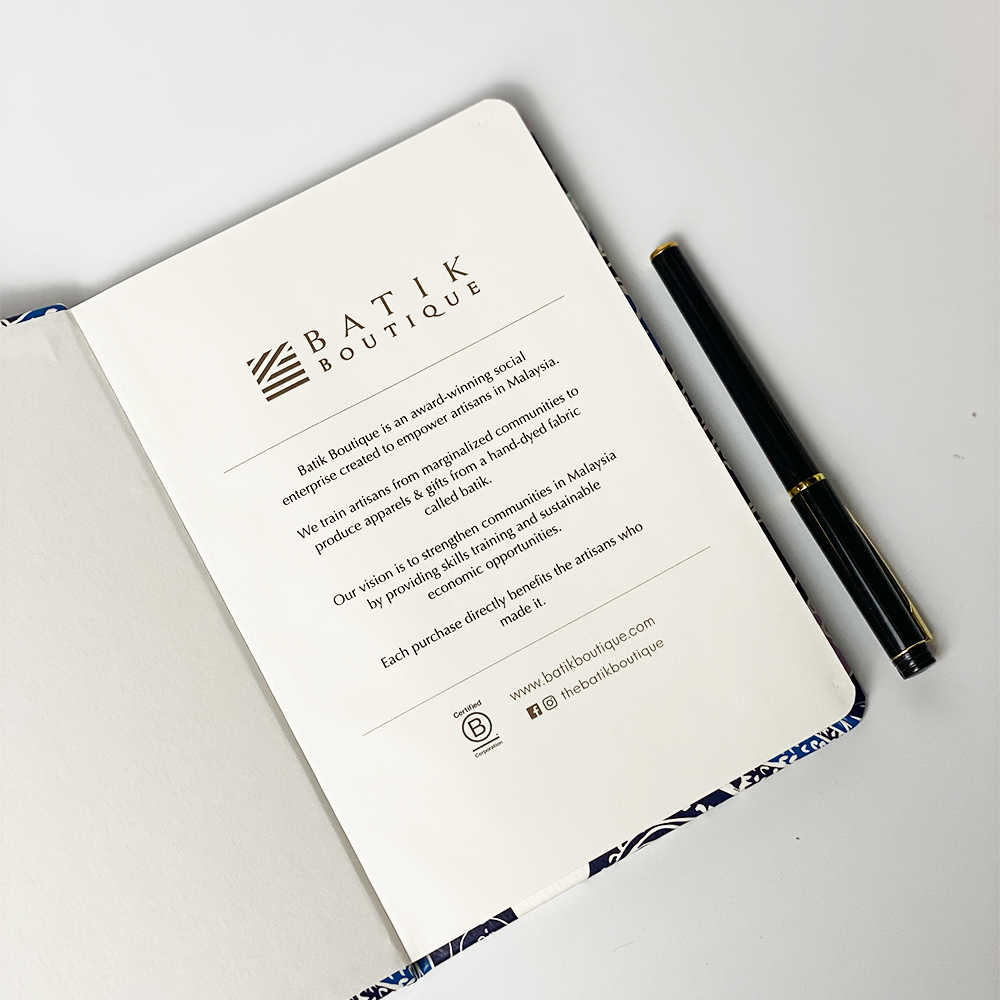 Batik-Inspired Notebook & Pen - Navy Durian