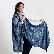 Batik Scarf (Silk Cotton) - Navy Orchid