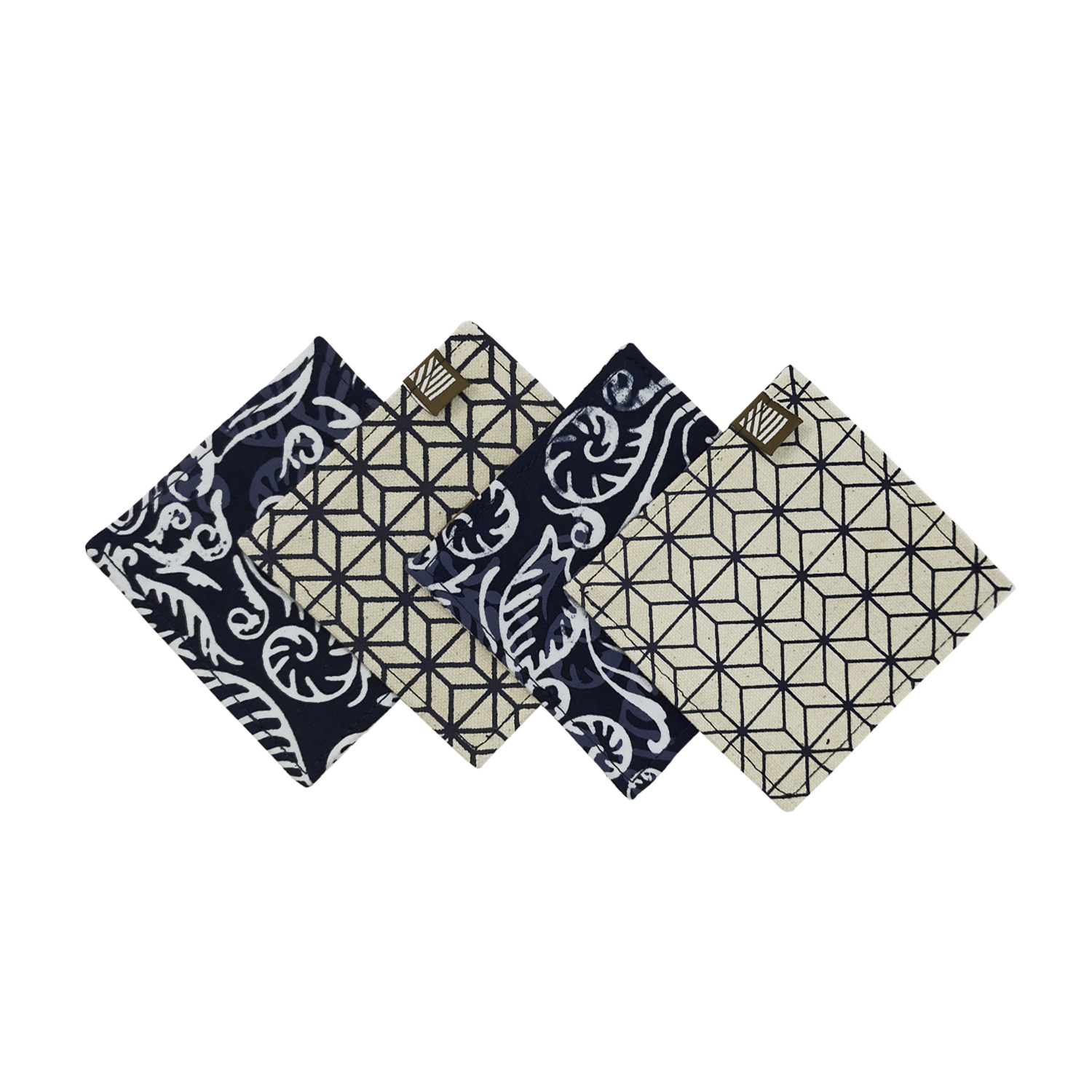 Batik Coaster Set - Blue Nautical Fern - Batik Boutique
