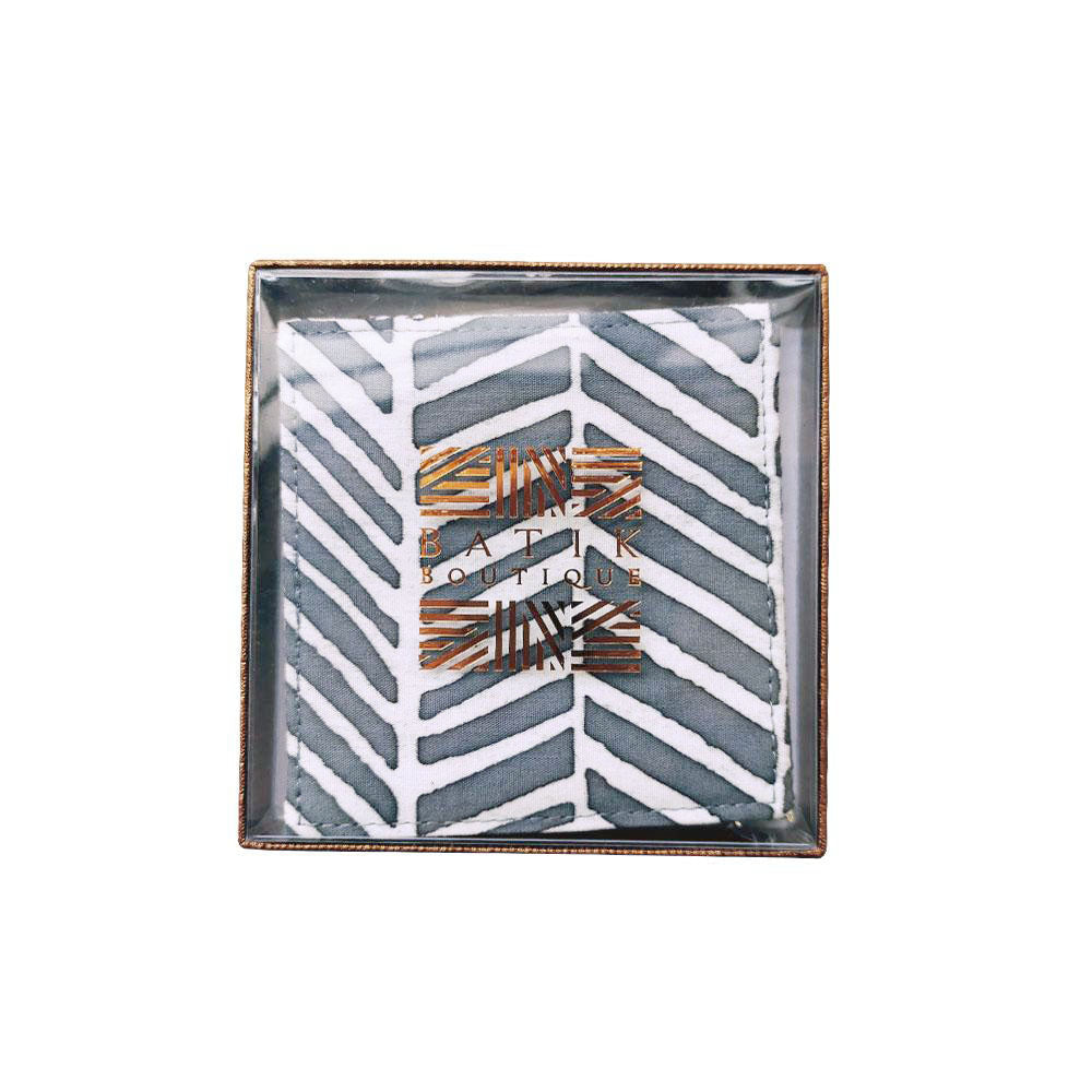 Batik Coaster Set (Reversible) - Grey Banana Leaf - Batik Boutique