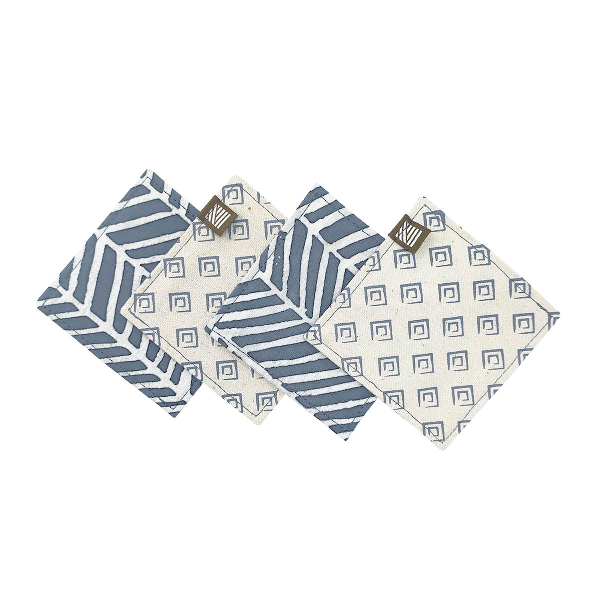 Batik Coaster Set (Reversible) - Grey Banana Leaf - Batik Boutique
