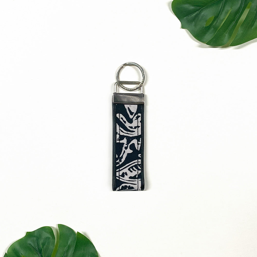 Batik Key Fob - Black Floret - Batik Boutique