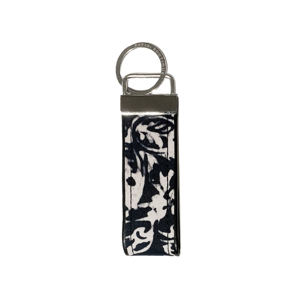 Batik Key Fob - Black Floret - Batik Boutique