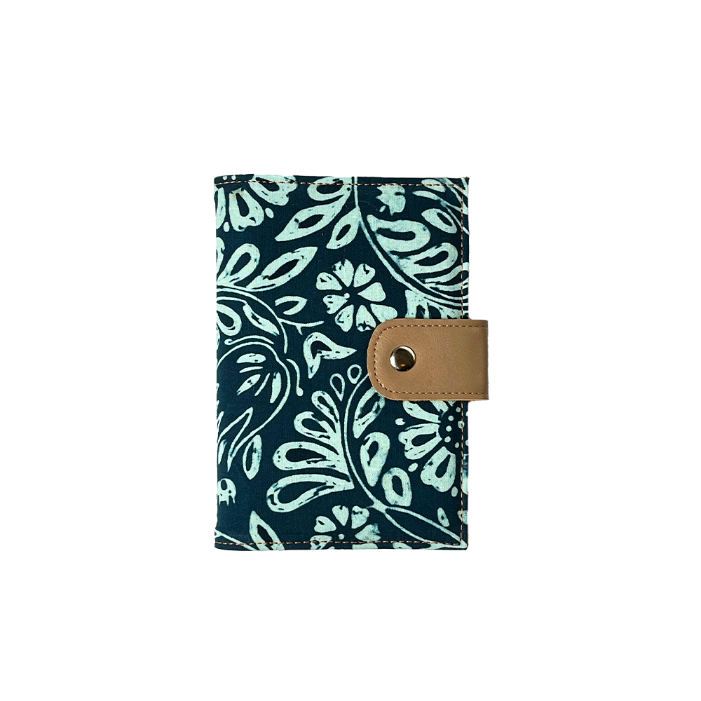 Batik + Leather Passport Cover - Teal Ukir - Batik Boutique