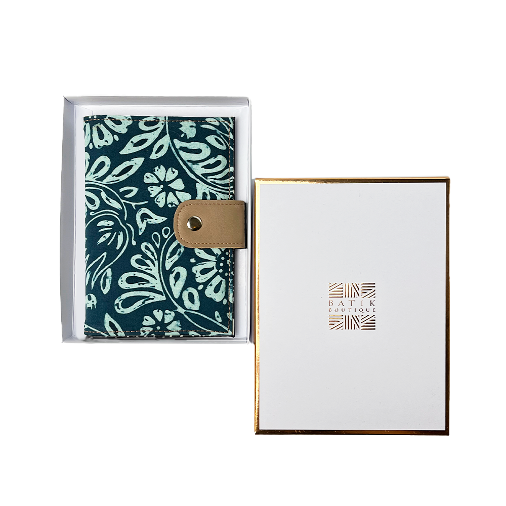 Batik + Leather Passport Cover - Teal Ukir - Batik Boutique