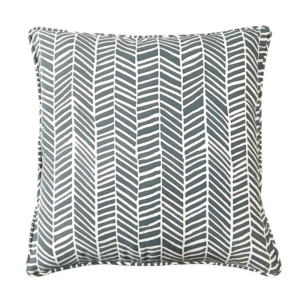Batik Pillow Cover (Square) - Grey Banana Leaf - Batik Boutique