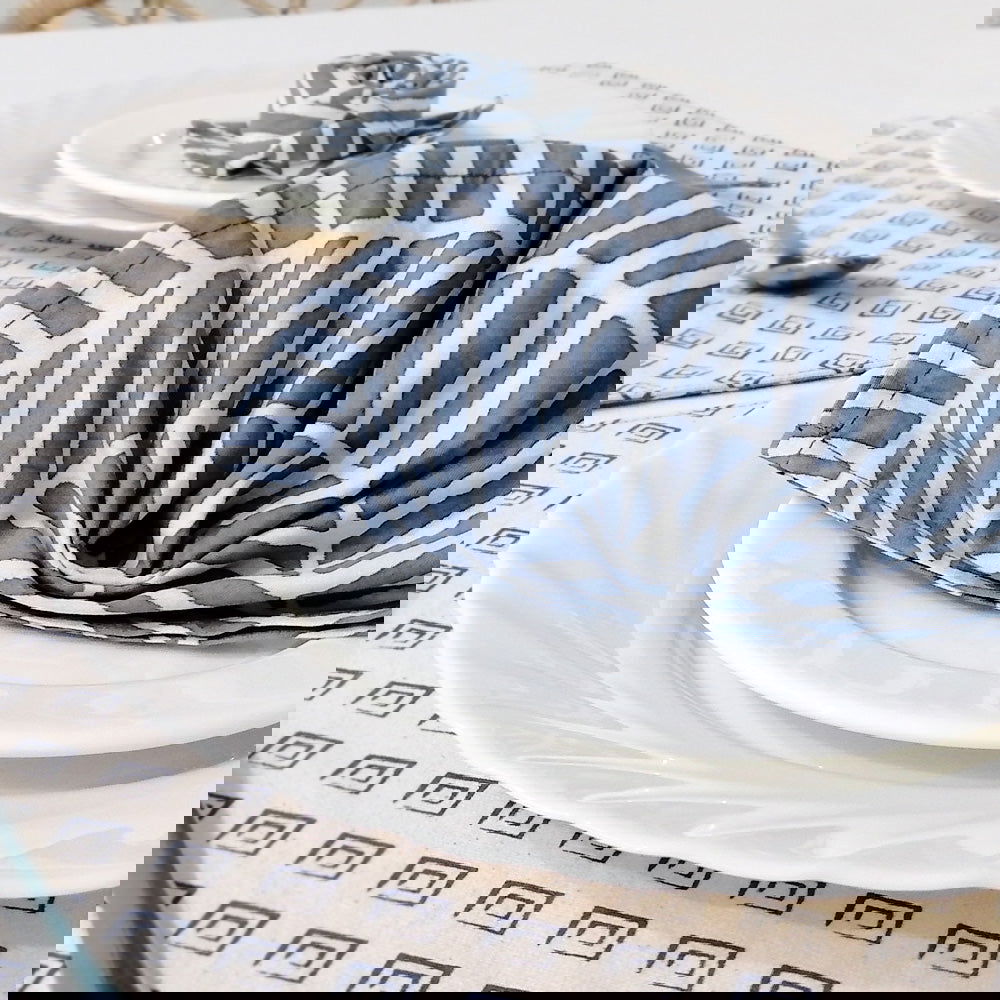 Batik Serviette Set - Grey Banana Leaf - Batik Boutique