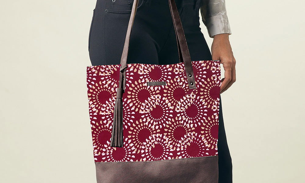 Batik Tote Bag (Canvas base) - Crimson Lunar - Batik Boutique