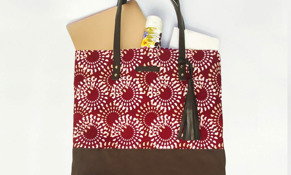 Batik Tote Bag (Canvas base) - Crimson Lunar - Batik Boutique