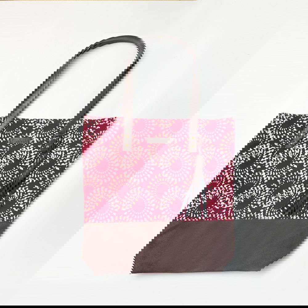 Batik Tote Bag (Canvas base) - Crimson Lunar - Batik Boutique