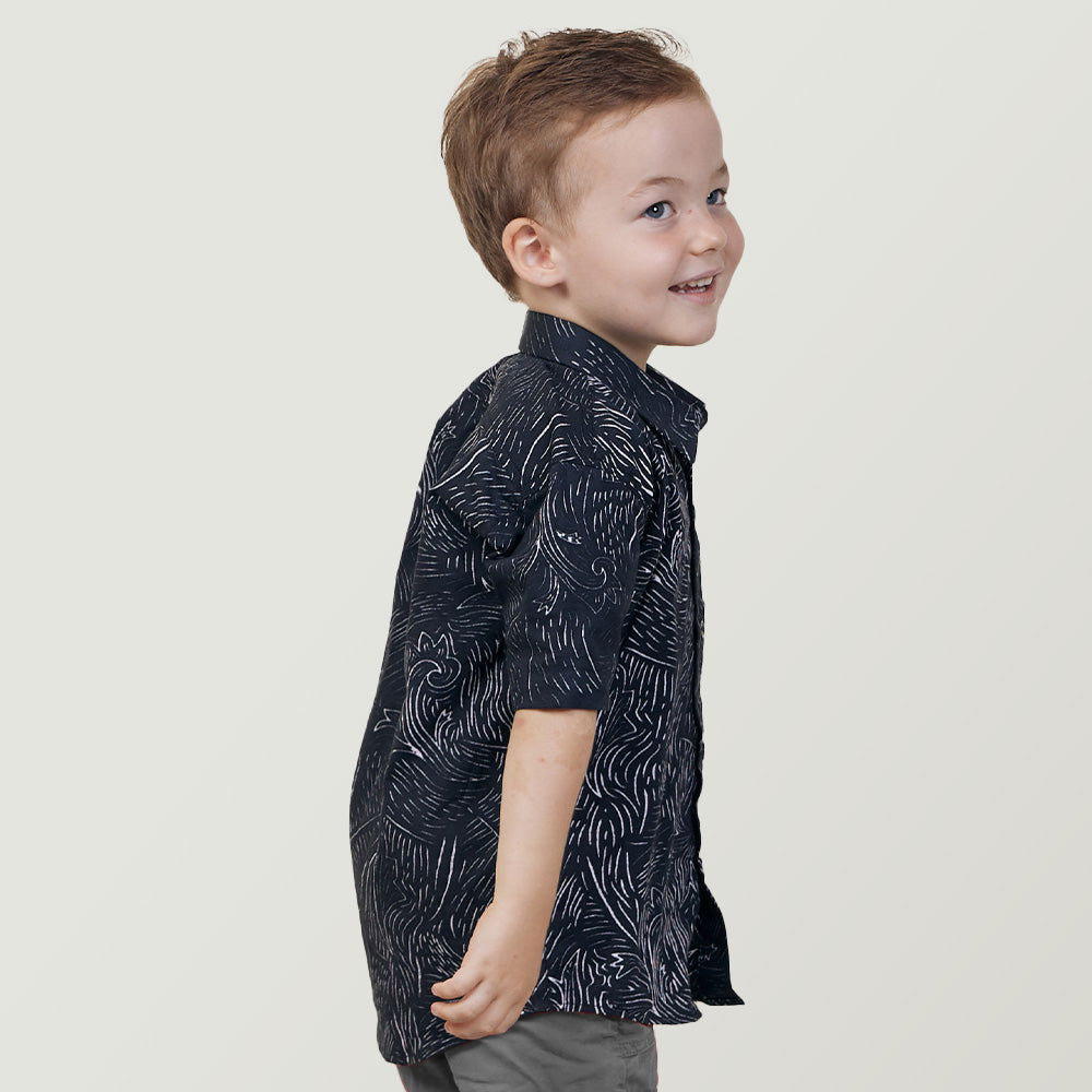 Boy's Batik Shirt - Black Driftwood - Batik Boutique