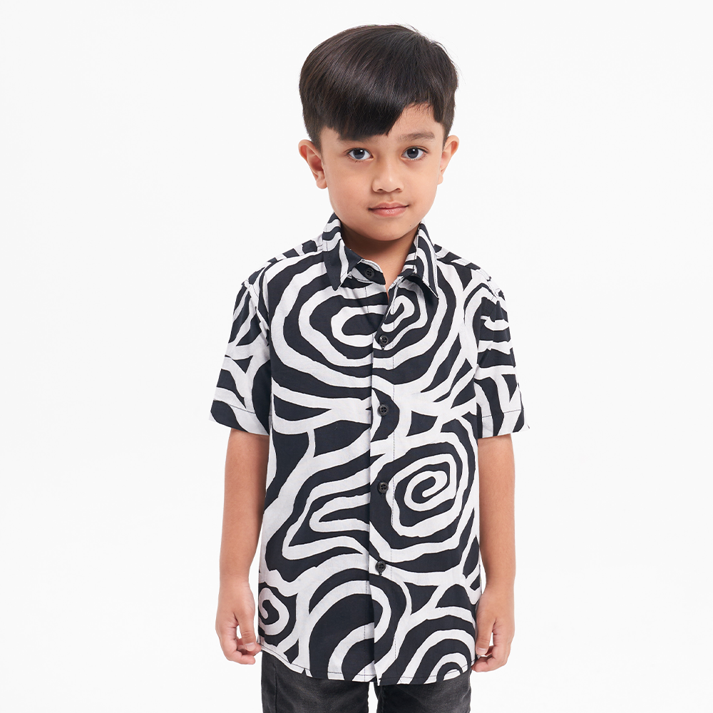 Boy's Batik Shirt - Black Kerepek - Batik Boutique
