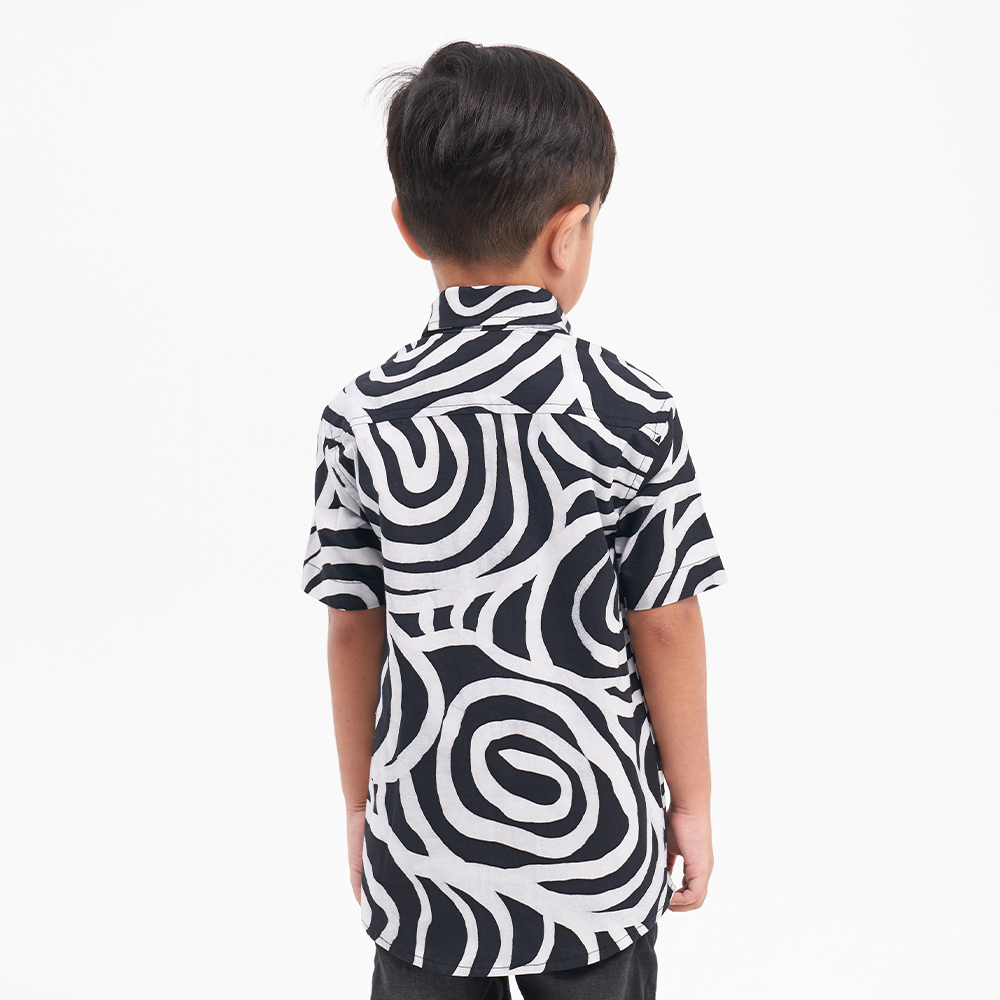 Boy's Batik Shirt - Black Kerepek - Batik Boutique