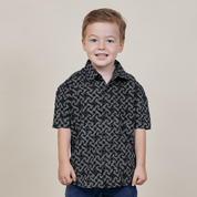 Boy's Batik Shirt - Grey Arabesque - Batik Boutique