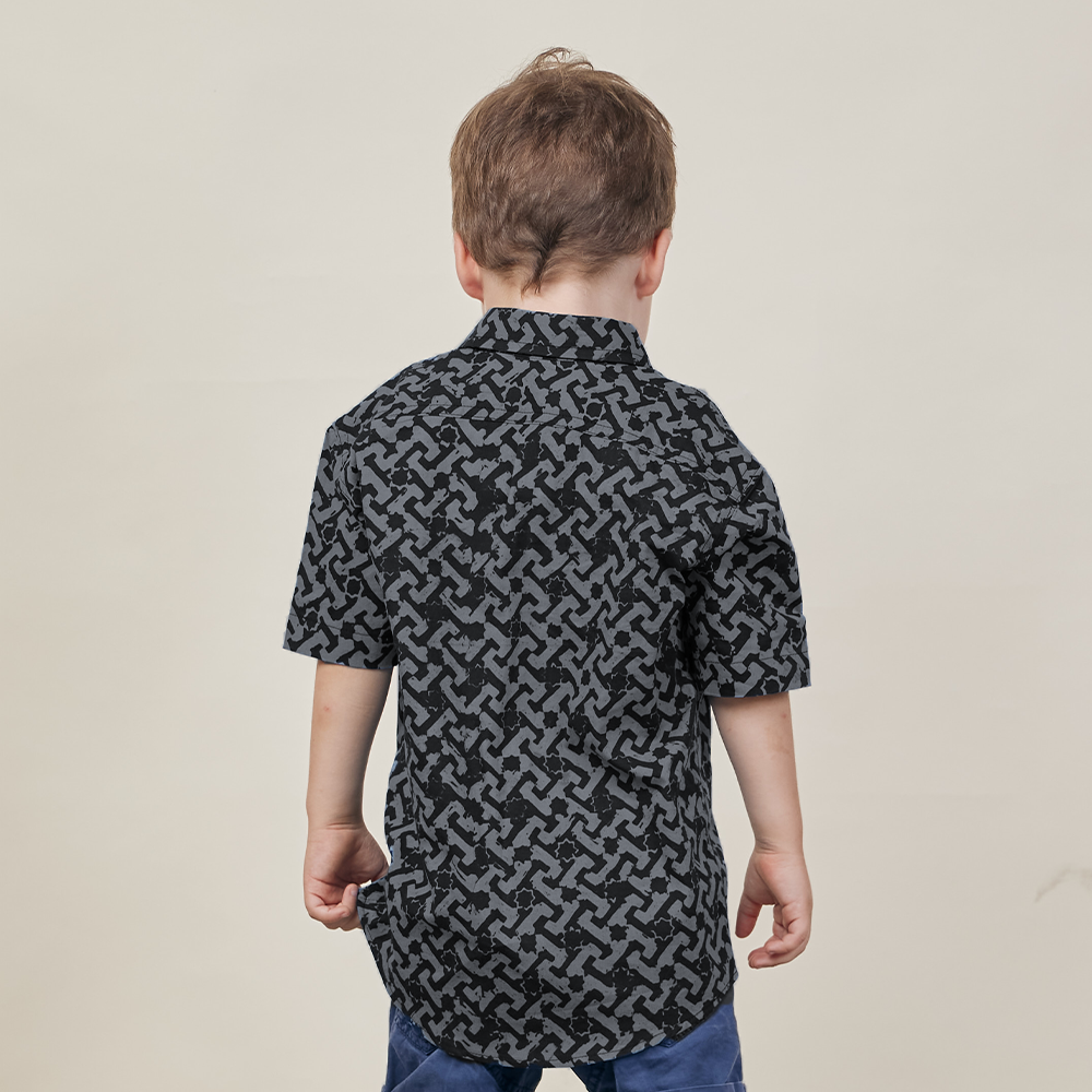 Boy's Batik Shirt - Grey Arabesque - Batik Boutique