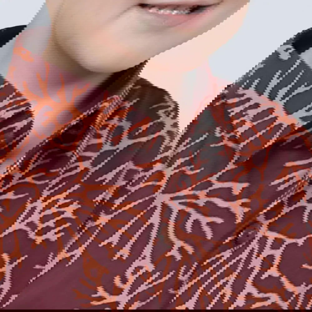 Boy's Batik Shirt - Maroon Coral - Batik Boutique