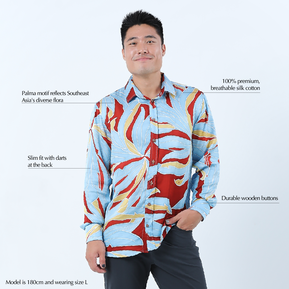 (SALE) Men's Long-Sleeved Batik Shirt - Sunset Palma
