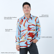 (SALE) Men's Long-Sleeved Batik Shirt - Sunset Palma