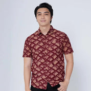 Men's Batik Shirt - Crimson Nasi Lemak Batik Boutique