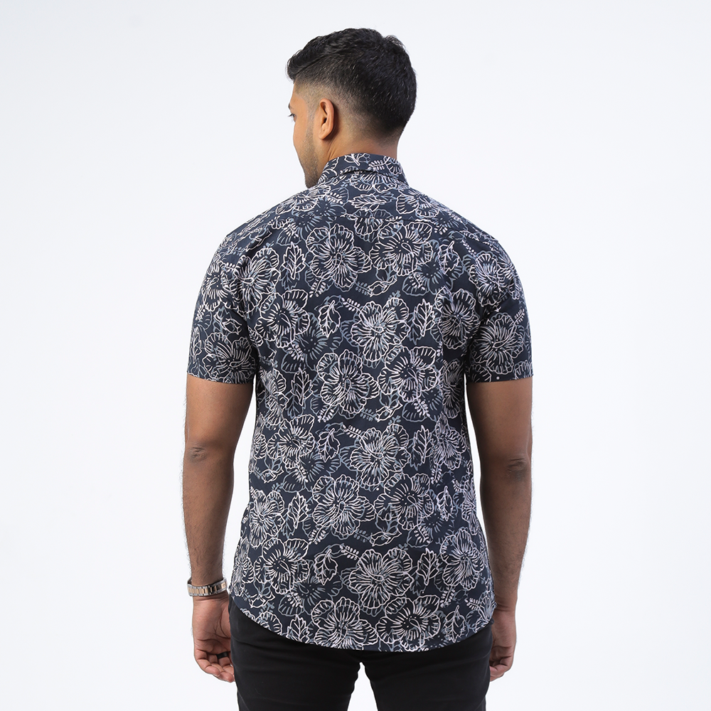 Men's Batik Classic Shirt - Jet Hibiscus