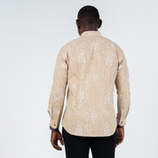 Men's Long-Sleeved Batik Shirt - Tan Petola