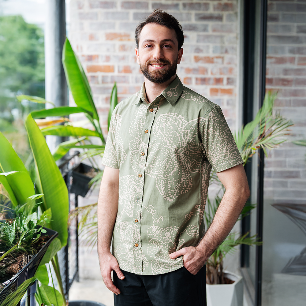 Sale: Men's Batik Shirt – Moss Orchid Artisan-Made – Batik Boutique