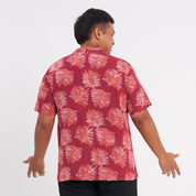 Men's Batik Cuban Shirt - Crimson Sawit - Batik Boutique