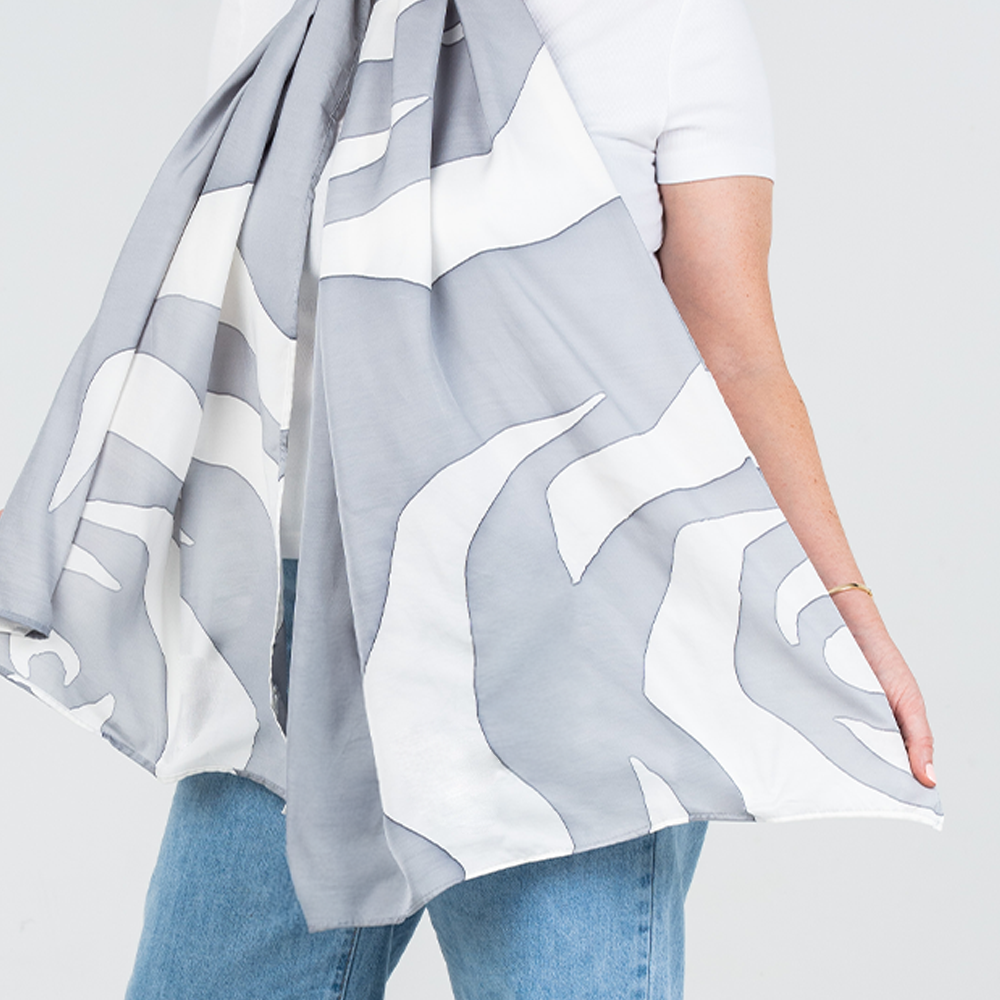 Batik Scarf (Silk Cotton) - Silver Rose