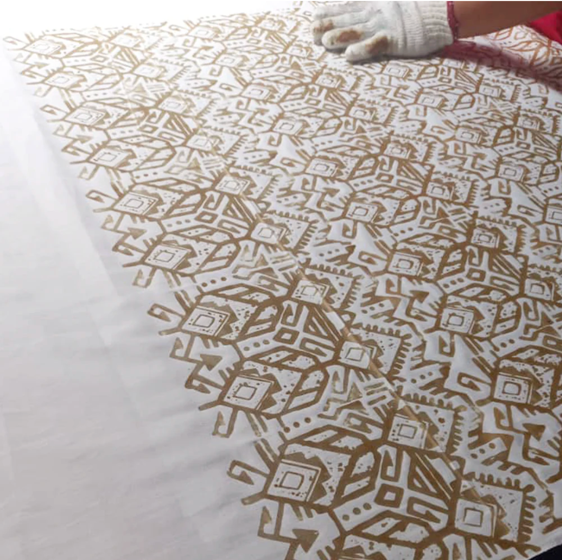 Cotton fabric with tikar batik design