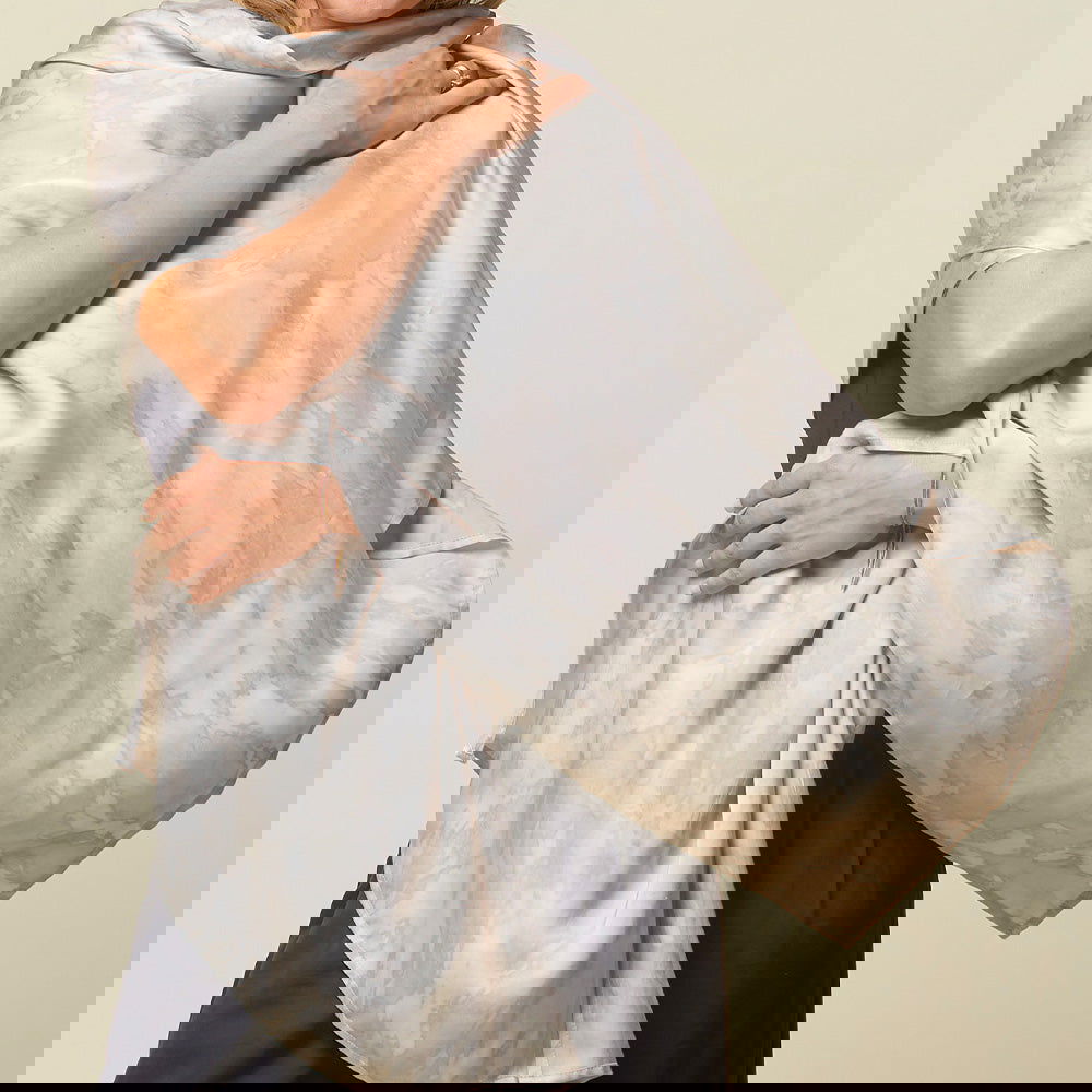 Shibori Scarf (Silk Cotton) - Mangosteen - Batik Boutique