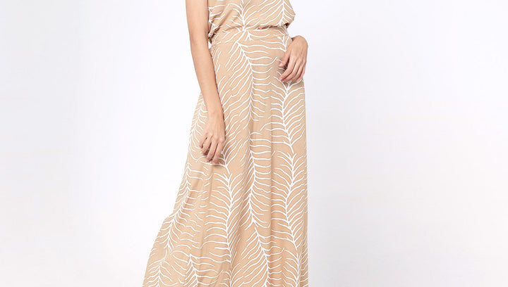 batik long skirt modeled by woman in modern batik print