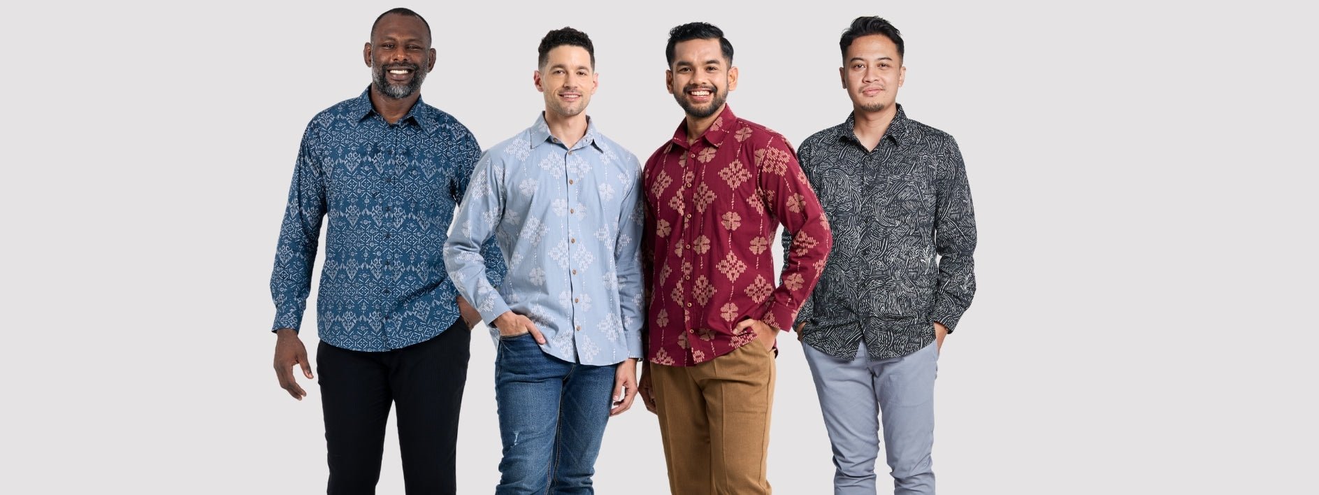 Men's Long-Sleeved Batik Shirt (Cotton)