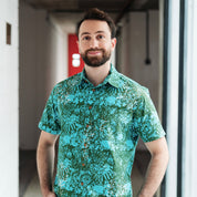 Men's Batik Shirt - Cyan Rumpai