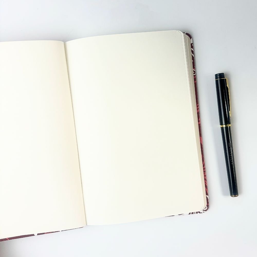 Batik-Inspired Notebook & Pen - Red Hibiscus