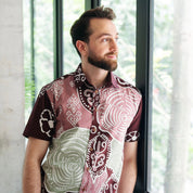 Men's Modern Batik Shirt - Maroon Petola
