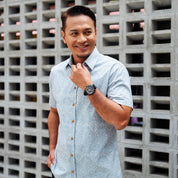 (SALE) Men's Modern Batik Shirt - Grey Anyam