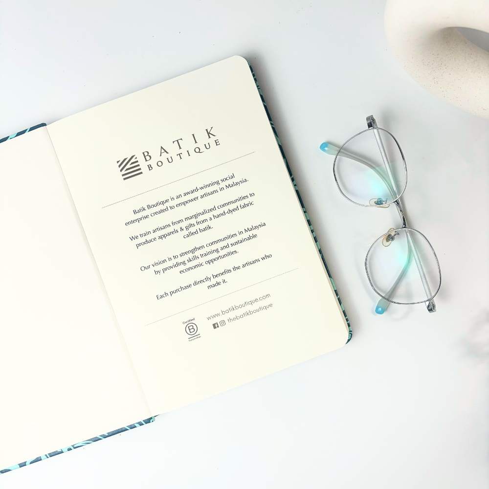 Batik-Inspired Notebook & Pen - Teal Ukir