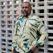 Men's Long-Sleeved Batik Shirt - Forest Palma