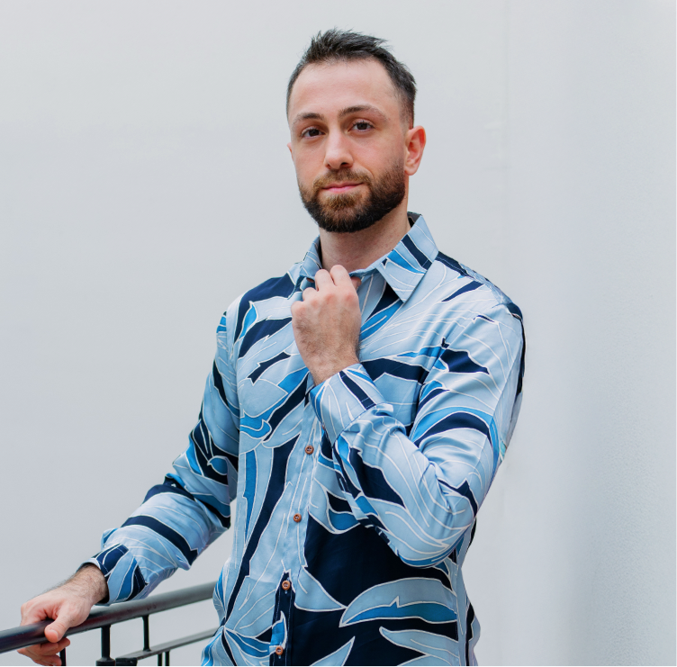 Men's Long-Sleeved Batik Shirt - Moonlight Palma
