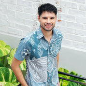 (SALE) Men's Modern Batik Shirt - Slate Petola