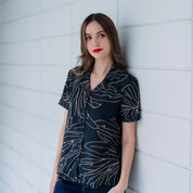 Women's Batik Cuban Shirt - Onyx Palma