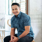 Men's Modern Batik Shirt - Navy Driftwood