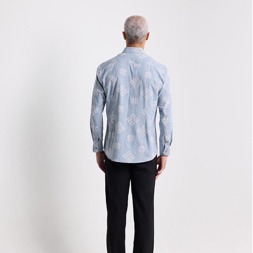 Men's Long-Sleeved Batik Shirt - Diamond Songket