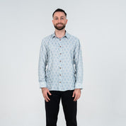 Men's Long-Sleeved Batik Shirt - Grey Firework