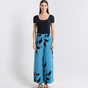 Batik Wide Leg Trousers - Azure Blooming Lace front photo 