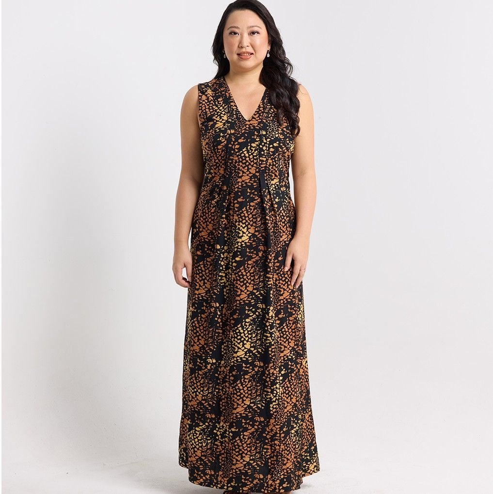  Black leopard Maxi dress  front view 