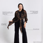 Tie Front Kimono - Black Leopard