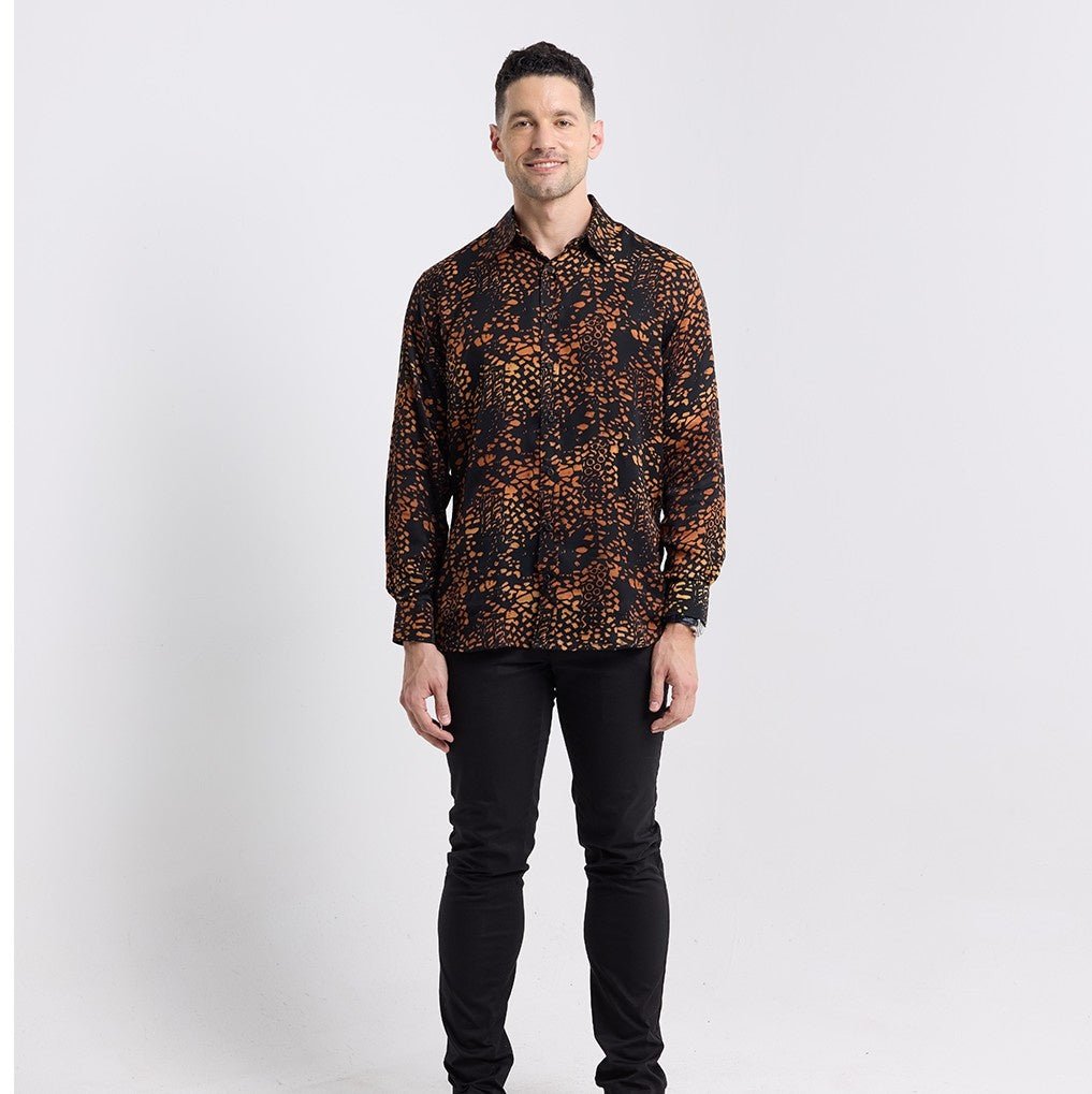 Black Leopard men's Long sleeve front view 