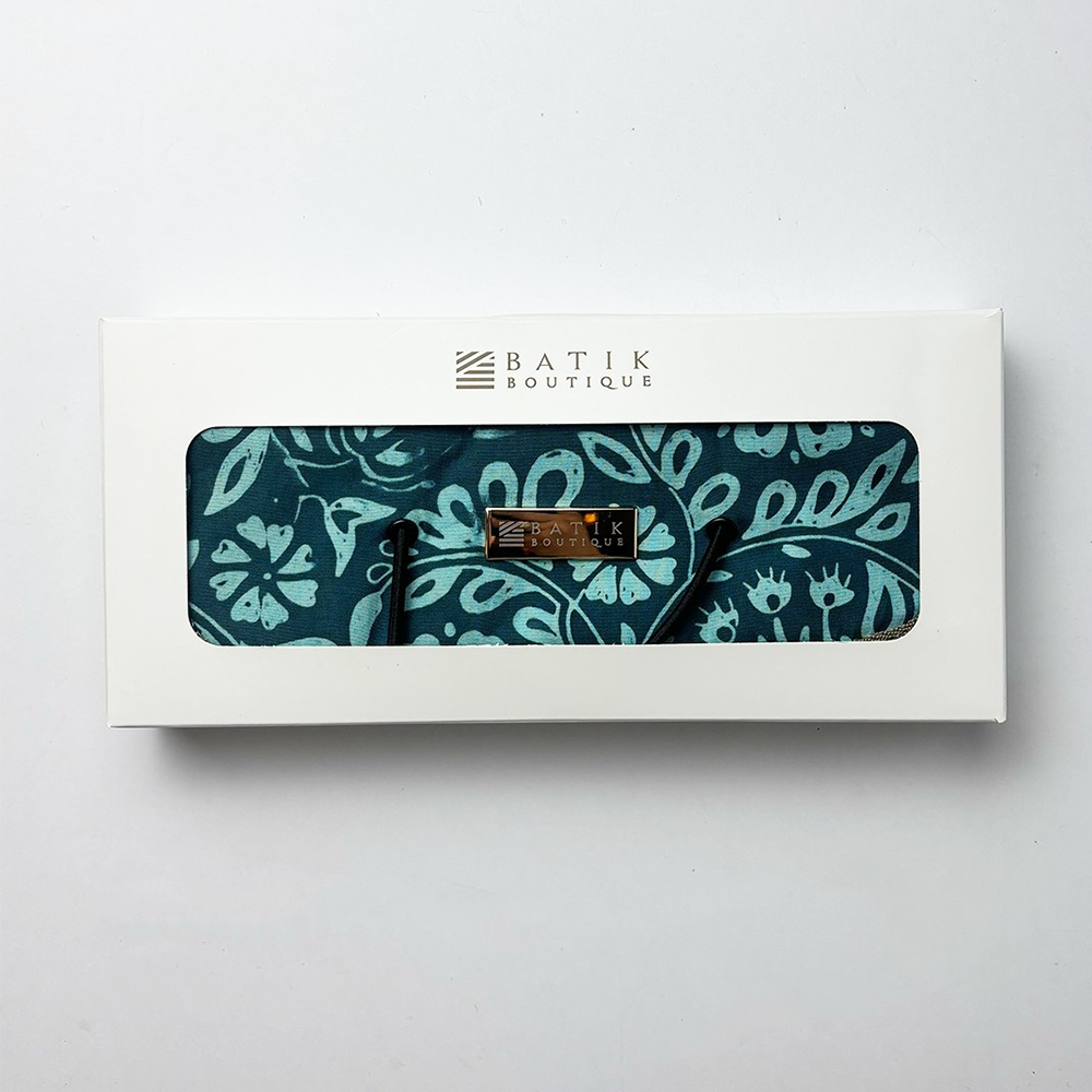 Batik Roll-Up Travel Pouch - Teal Ukir