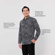 Men's Long-Sleeved Batik Shirt - Black Driftwood